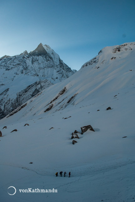 Snowy trails to Annapurna Base Camp