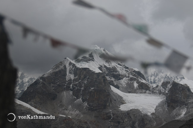 Mountains appear seemingly at an eye level from Gokyo Ri