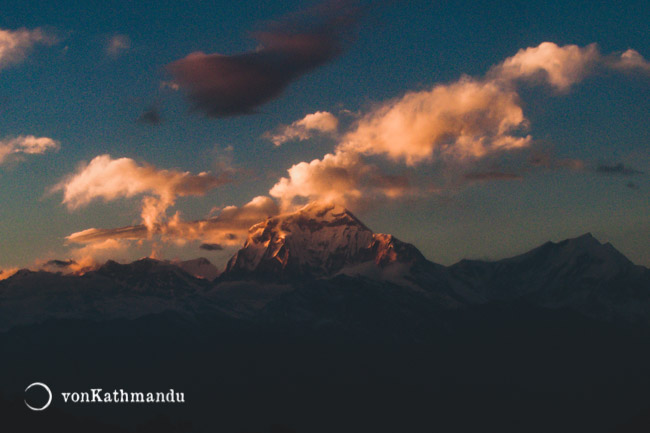 Evening clouds light up Dhaulagiri