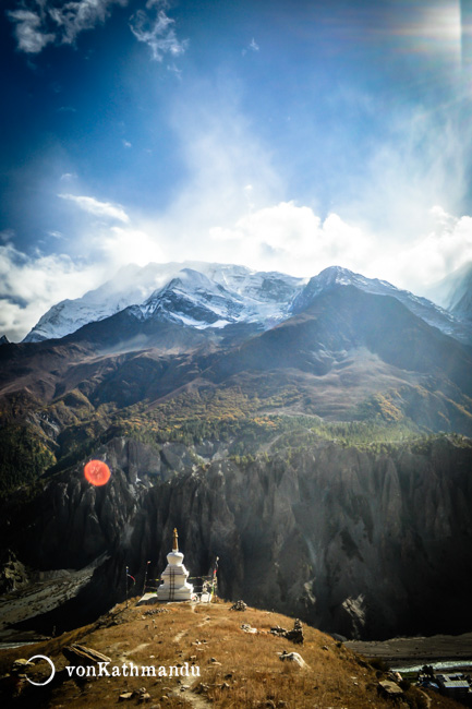 Annapurnas seen from a short climb up from Manang