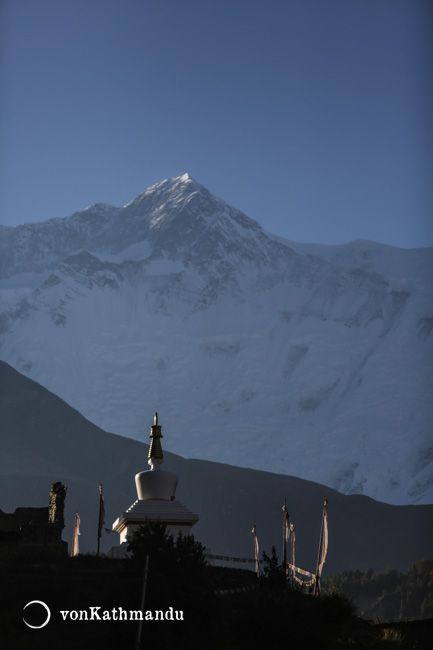 Buddhist chhortens are monuments are widely seen in the mountains