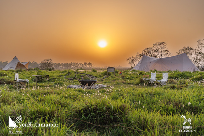 Sunset seen from the campsite of Burhan Wilderness Camps in Bardia