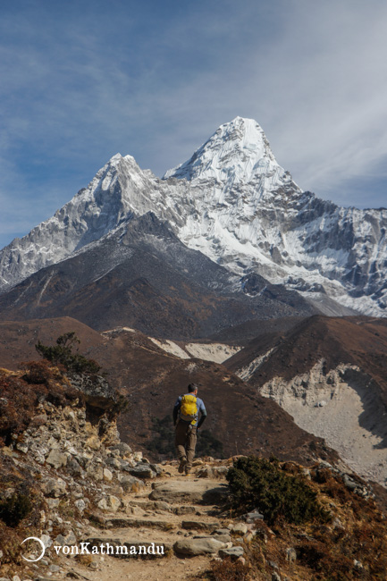 Strolling along the ridge in Pangboche