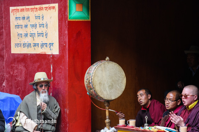 Buddhist monks at a festival in Namche