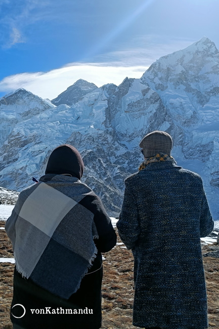 A moment of awe in front of the world's highest peak.