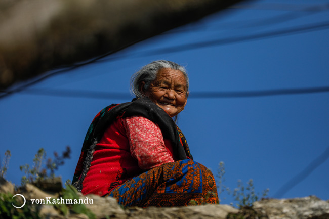 A smiley elderly Gurung lady in Ghandruk village of Annapurna region