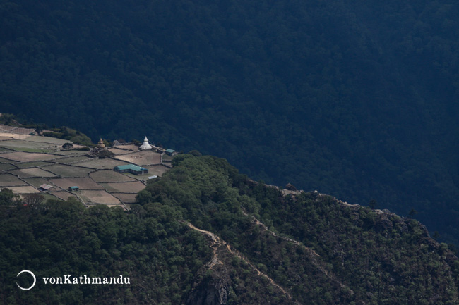 The old and the new chhortens of Phortse village