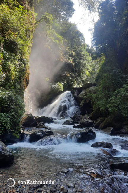 A waterfall at Dhunche just before starting the climb to Gosainkunda