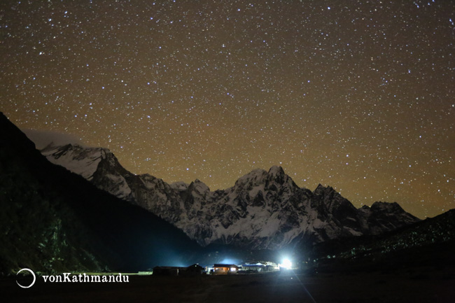 Night skies over Bhimthang, the first settlement after crossing Larke Pass (5,106m) along Manaslu Circuit