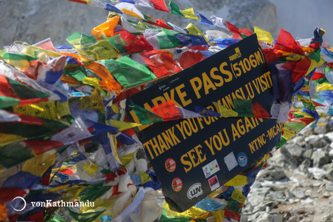 Highest point of the trek, Larke Pass at 5,106m