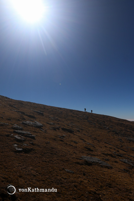 Walking up the vast open landsacpes to reach the famed viewpoint