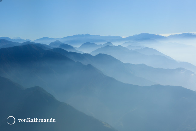 Rolling hills seen on flight to Dolpo