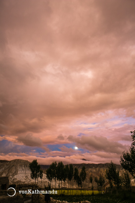 Skies turn pink at dusk