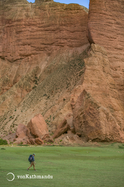 Distinct red cliffs of Dhakmar