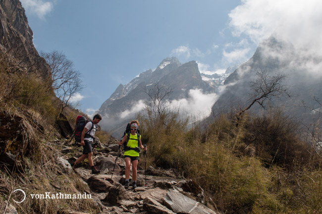 Heading back down to civilization from Annapurna Base Camp