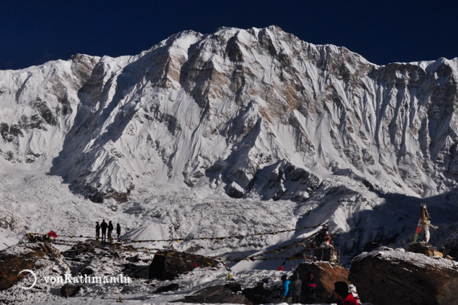 Imposing massif of Annapurna I stands at 8091m above sea level