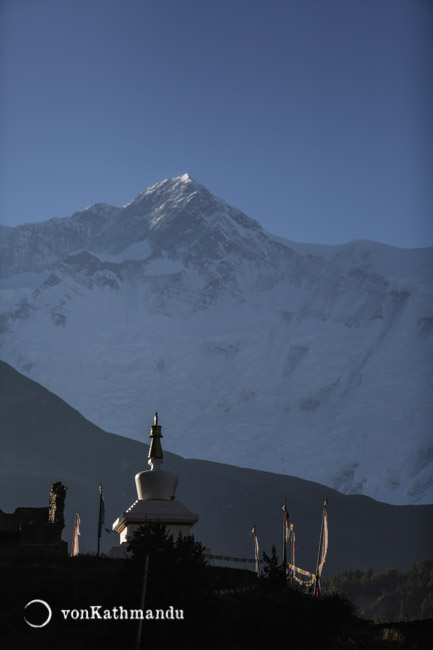 Buddhist chhortens are monuments are widely seen in the mountains