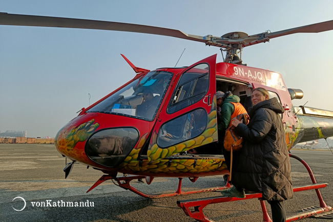 Boarding a helicopter for an exciting mountain experience