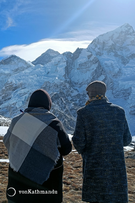 A moment of awe in front of the world's highest peak.