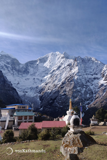 High snowcapped mountains overlook Tengboche
