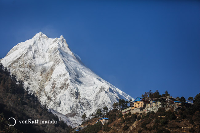 Manaslu and her twin summits as observed from Lho