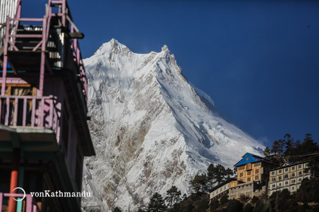 Manaslu and her twin summits as observed from Lho