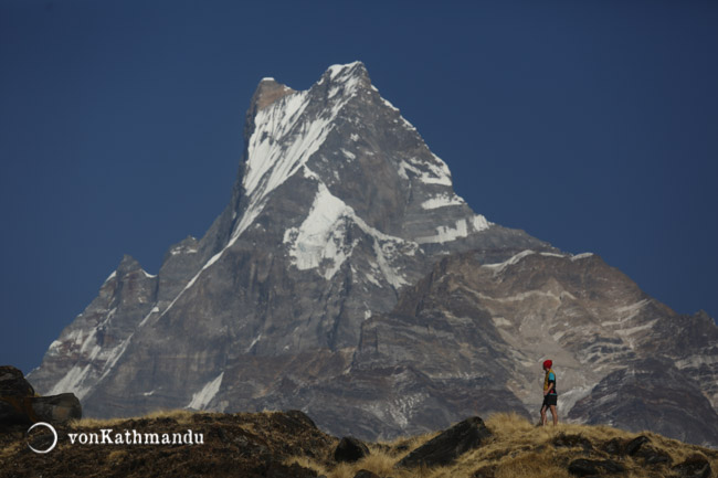 Just shy of 7000m, Fishtail mountain is a towering and distance cousin of the Swiss Matterhorn