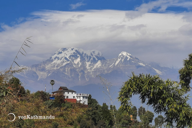 Fine views of Annapurna South and Hiuchuli seen from Kaskikot