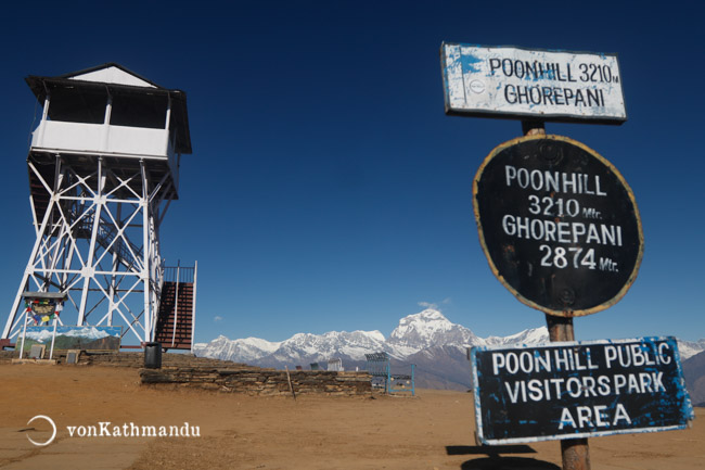 While not as high as Mohare, Poon Hill has fine glipses Dhaulagiri and Annapurna mountain ranges