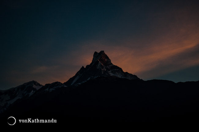 Fishtail or Machhapuchare gets its name from the twin peaks