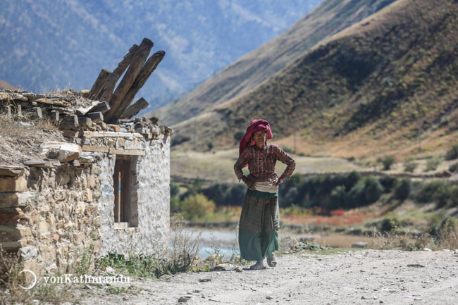 A local in Juphal, on the way to Dunai, capital of Dolpo district