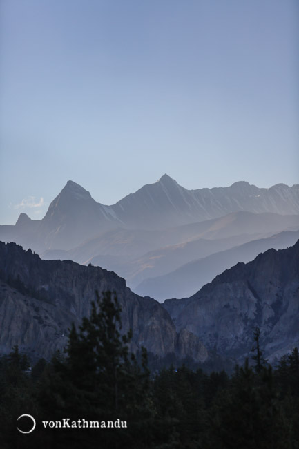 Layers of mountains seen from the trekking path