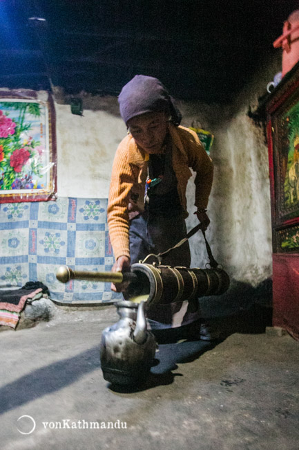 Butter tea is drink of favor in Mustang, and takes a little getting used to