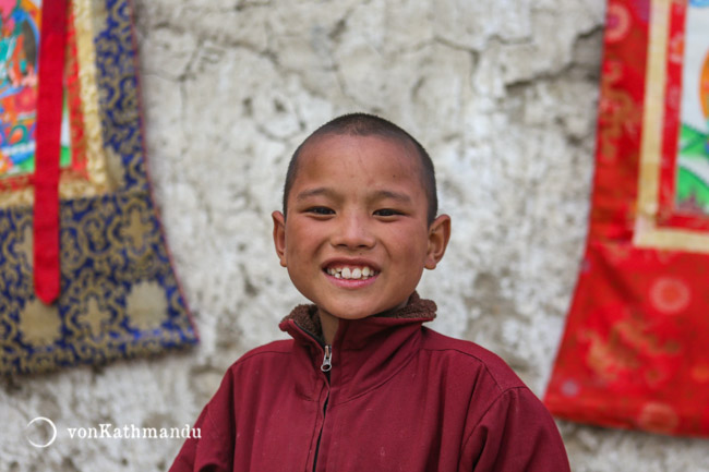 Little monk within the walled ancient city of Lo Manthang