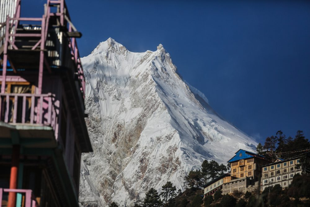 Manaslu and her twin summits as observed from Lho